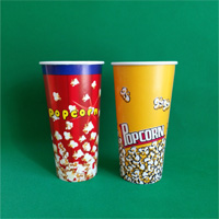 24oz Popcorn Bucket(2 sides PE)(9.6cm Top*6.5cm Bottom*17.7cm H)