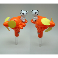 Hand Pushing Panda in Dolphin Fan with Dextrose Candy