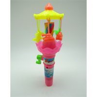 Hand Pushing Rotating Lighting Carousel with Dextrose Candy