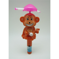 Hand Pushing Lighting Rotating Monkey with Dextrose Candy