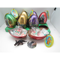 Dinosaur Tin Egg with Jelly Beans(including 1 dinosaur figurine+1 3D sticker)