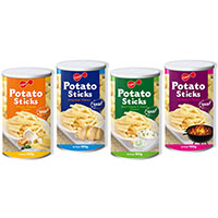 Potato Sticks(Flavors: Original, Cheese, BBQ, Hot & Spicy, Sour Cream & Onion, Tomato)(Tin size: 12.5cm H*7.9cm D)